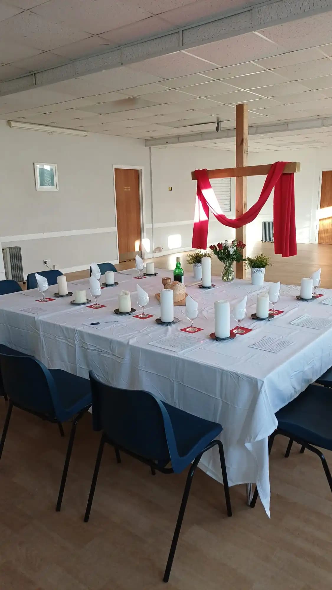 Tables arranged and ready for a community event